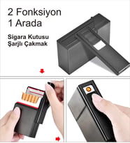 Kişiye Özel Elektronik Çakmaklı Şarjlı Sigara Kutusu (Gümüş)