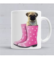 Botlu Pug Botlu Köpek Kupa Bardak Porselen