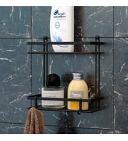 Geseus İki Katlı Kancalı Banyo Rafı Mat Siyah ES067H
