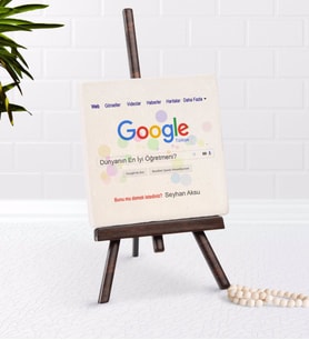 BK Gift Kişiye Özel Google Dünyanın En İyi Öğretmeni Şovaleli Doğal Taş (Beyaz)