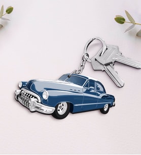 BK Gift Kişiye Özel İsimli Retro Otomobil Ahşap Anahtarlık-7 (Beyaz)