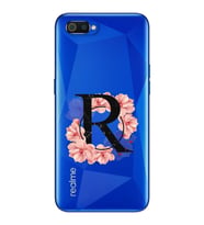 Pembe Çiçekli Harf Tasarım Süper Şeffaf Silikon Telefon Kılıfı Oppo Realmi C2 R-