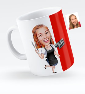 BK Gift Kişiye Özel Bayan Aşçı Karikatürlü Beyaz Kupa Bardak