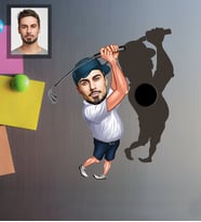 Kişiye Özel Golfçü Karikatürlü Ahşap Magnet Bay-2