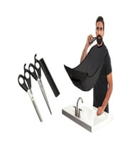 Yayke Berber Kuaför Traş Seti Ara Makası + Tarak + Kuaför Makası + Beber Örtüsü 4 Parça Set