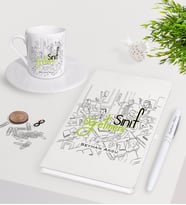 BK Gift Kişiye Özel Sınıf Öğretmeni Beyaz Defter Kalem Türk Kahvesi Fincanı Seti-4 (Model 1)