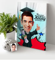 BK Gift Kişiye Özel Bay Mezun Karikatür Kanvas Tablo 30x50cm 1