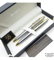 Scrikss 88 Gold Krom Dolma Kalem + Tükenmez Kalem Set  Scrikss Kalem  İsme Özel Kalem  Hediyelik Kalem