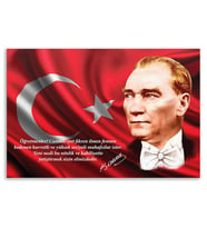 ''Güner Ofis'' Atatürk Tablosu Deri Üzerine Kanvas Tablo 80x130
