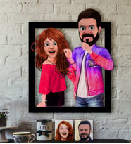 BK Gift Kişiye Özel Sevgililer Animasyonlu Karikatürlü 3D Ahşap Tablo-32