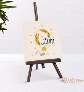BK Gift Kişiye Özel Coğrafya Öğretmeni Şovaleli Doğal Taş-3 (Beyaz)