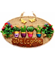 Çiçeklerin Büyüsü Welcome Yazılı Kapı ve Duvar Süsü