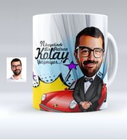 BK Gift Kişiye Özel Bay Patron Karikatürlü Beyaz Kupa Bardak  1