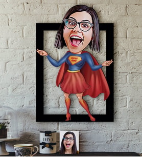 BK Gift Kişiye Özel Süper Anne Karikatürlü 3D Ahşap Tablo-1