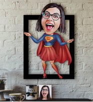 BK Gift Kişiye Özel Süper Anne Karikatürlü 3D Ahşap Tablo-1