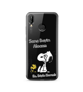 Snoopy Tasarımlı Süper Şeffaf Silikon Telefon Kılıfı Huawei P20 Lite 