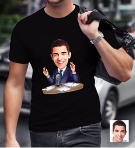 BK Gift Kişiye Özel Bay Sunucu Spiker Karikatürlü Siyah T-Shirt