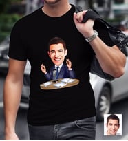 BK Gift Kişiye Özel Bay Sunucu Spiker Karikatürlü Siyah T-Shirt