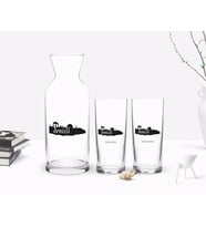 BK Gift Kişiye Özel Renkli Baskılı Denizli Tasarımlı Turistik İkili Rakı Bardağı ve Karaf Hediye Seti-2 (Model 1)