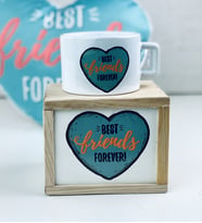 Ahşap Kutusunda Best Friends Tasarım Kupa Bardak