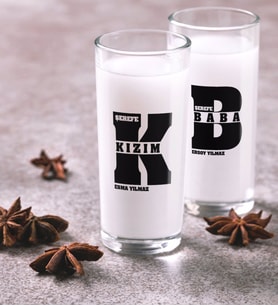 BK Gift Kişiye Özel Renkli Baskılı Baba Kız İkili Rakı Bardağı Seti-1 (Beyaz)