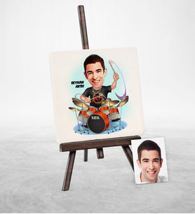 BK Gift Kişiye Özel Baterist Karikatür Şovaleli Doğal Taş  1