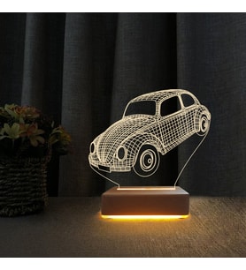 Klasik Vosvos Tasarımlı 3d Led Gece Lambası Doğum Günü Hediyesi (Renksiz)