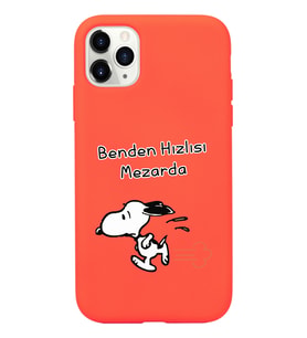 Snoopy Tasarımlı Turuncu Lansman Telefon Kılıfı İphone 11 Pro