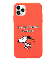 Snoopy Tasarımlı Turuncu Lansman Telefon Kılıfı İphone 11 Pro