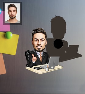 Kişiye Özel İş Adamı Karikatürlü Ahşap Magnet Bay-27