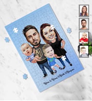Kişiye Özel Aile Karikatürlü A3 130 Parça Puzzle  Mod-2