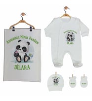 Pia Baby GL 2009 İsme Özel Pandalı Battaniye Tulum Set