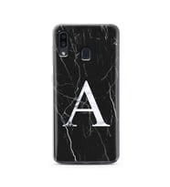 Samsung A30 Siyah Mermer Harf Tasarımlı Telefon Kılıfı A-Harfi 