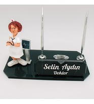 Kadın Doktor Hemşire Biblolu İsimlik Kristal Masa İsimliği Sağlıkçılara Özel