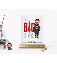 BK Gift Kişiye Özel Erkek Big Boss Karikatürlü Ahşap Standlı Çerçeve-4 (Beyaz)