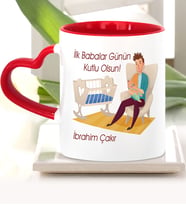 BK Gift Kişiye Özel Babalar Günü Temalı Kırmızı Kalpli Kupa Bardak 20502