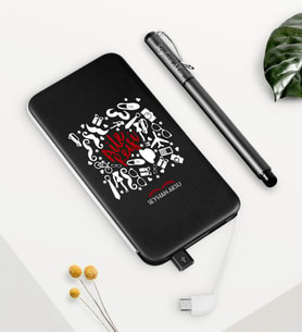 BK Gift Kişiye Özel Aile Reisi Siyah 5000 mAh Hızlı Şarj Powerbank Kalem Seti (Model 1)