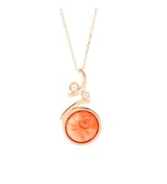 925 Ayar Gümüş Gül Mercan Taşlı Tasarım Kolye (Rose)