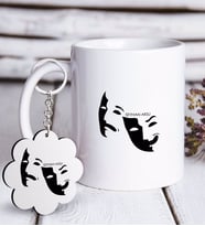 BK Gift Kişiye Özel Mesleki Tiyatro Sanatçısı Beyaz Kupa ve Anahtarlık Hediye Seti-2 (Model 1)