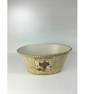 GİZHOME OVAL METAL DEKORATİF KOVA SAKSI KÜÇÜK BOY