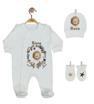 Pia Baby GL 1909-01 İsme Özel Üçlü Tulum Set