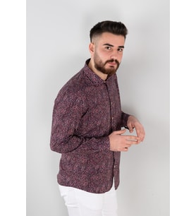 SLİMFİT DESENLİ ERKEK GÖMLEK (Bordo)