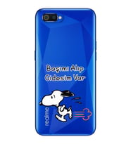 Snoopy Tasarımlı Süper Şeffaf Silikon Telefon Kılıfı Oppo Realmi C2