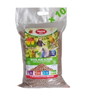 Bonny Nice Organik Çam Pelet Evcil Kuş Kafes Altlığı 5 kg 9 l x 10 Paket
