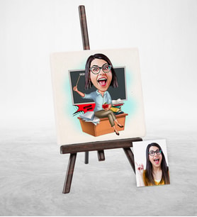 BK Gift Kişiye Özel Bayan Öğretmen Karikatür Şovaleli Doğal Taş  2