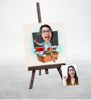 BK Gift Kişiye Özel Bayan Öğretmen Karikatür Şovaleli Doğal Taş  2