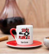 Şehir Plancısı Kırmızı Türk Kahvesi Fincanı