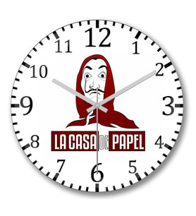 Casa de Papel Duvar Saati Bombeli Gercek Cam