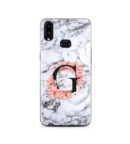 Mermer Çiçekli Harf Tasarım Süper Şeffaf Silikon Telefon Kılıfı Samsung A10s G-H
