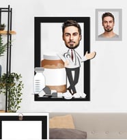 Kişiye Özel Eczacı Karikatürlü 3D Ahşap Tablo 30x47 Bay-1